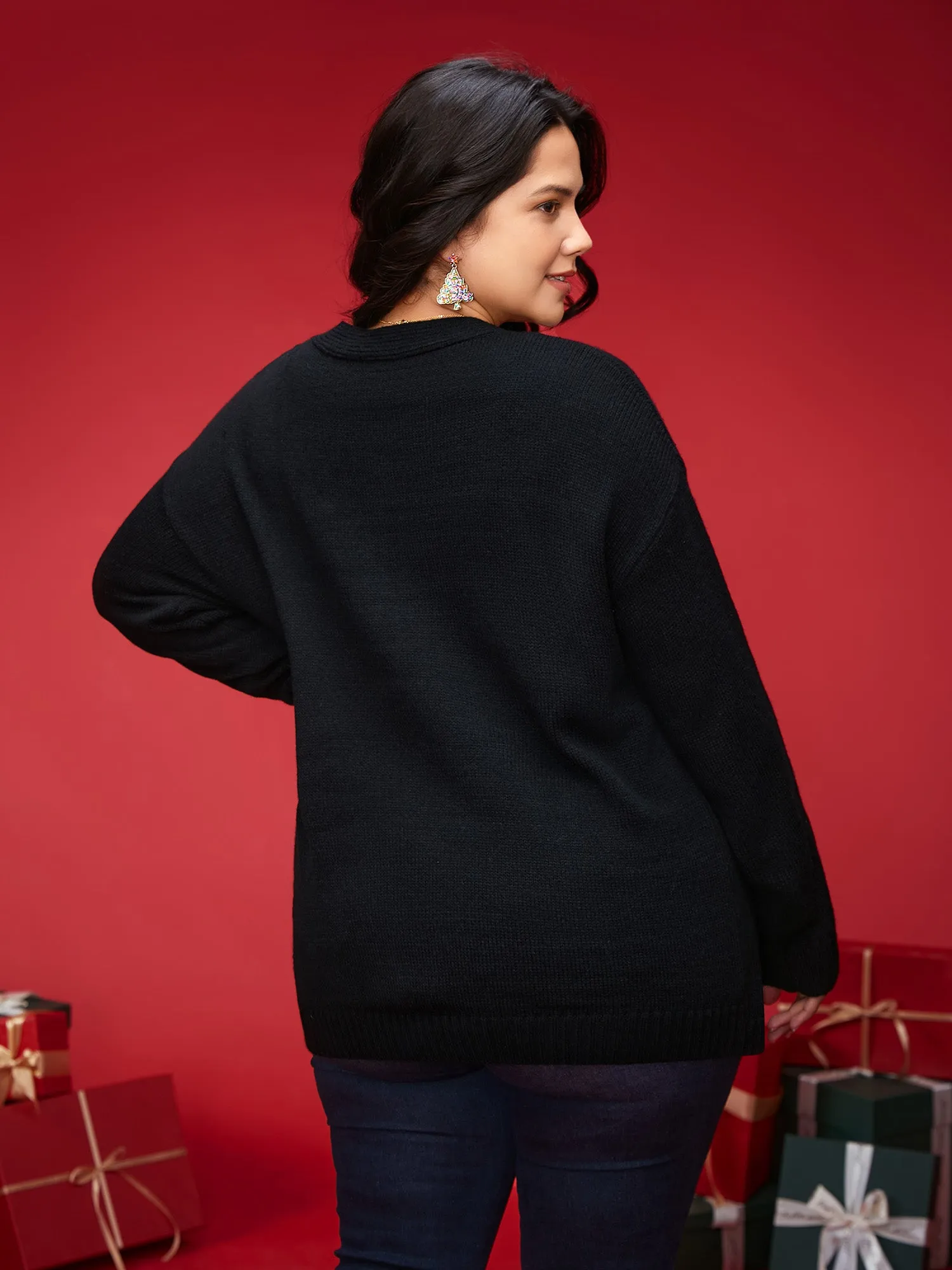 Hand Crocheted Candy Cane V-neck Cardigan sold by Bloomchic product image thumbnail 2