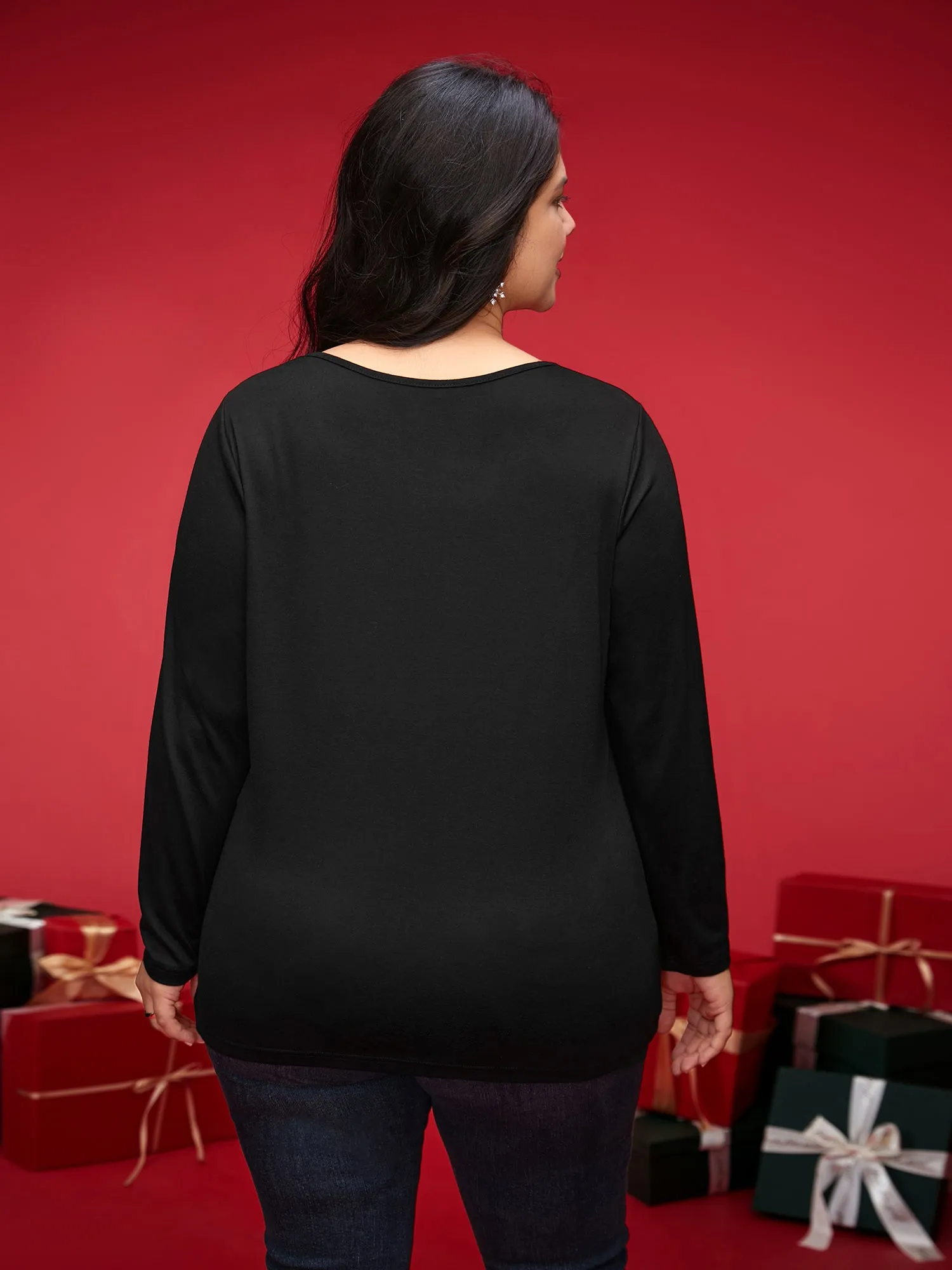 V-neck Cut Out Straight Fit Tee sold by Bloomchic product image thumbnail 2