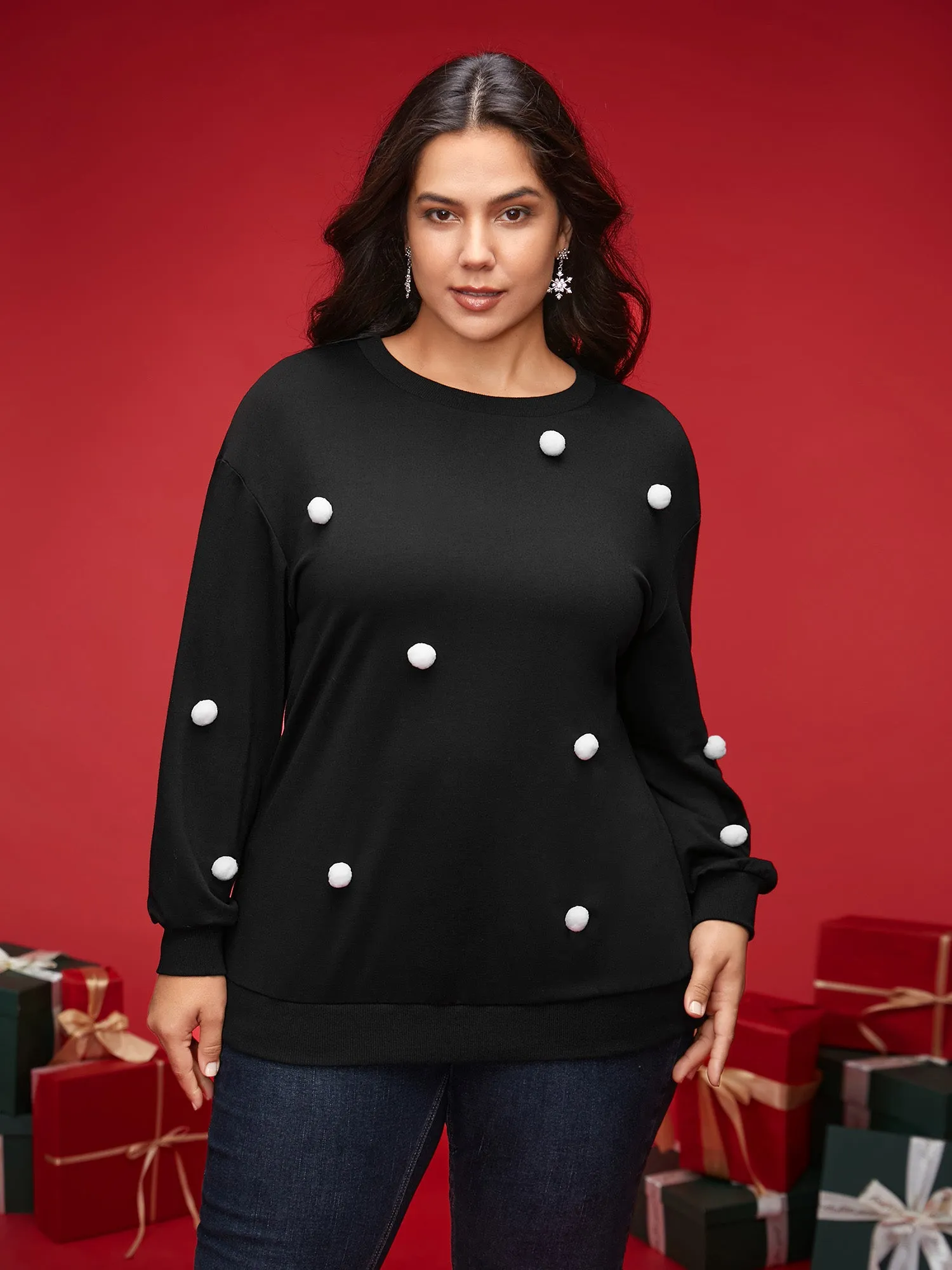 3D Dots Round Neck Relaxed Fit Sweatshirt sold by Bloomchic