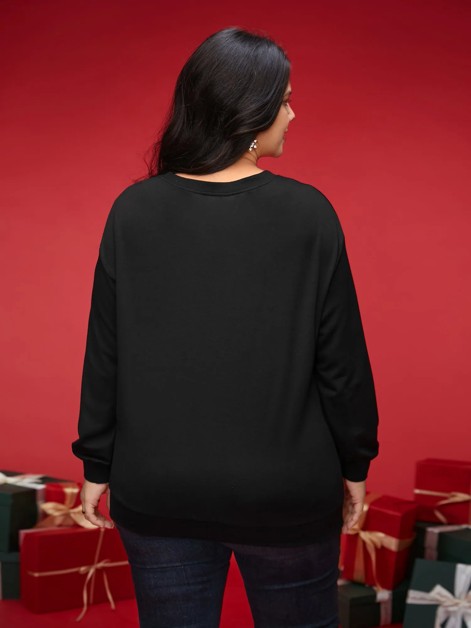 3D Dots Round Neck Relaxed Fit Sweatshirt sold by Bloomchic product image thumbnail 5
