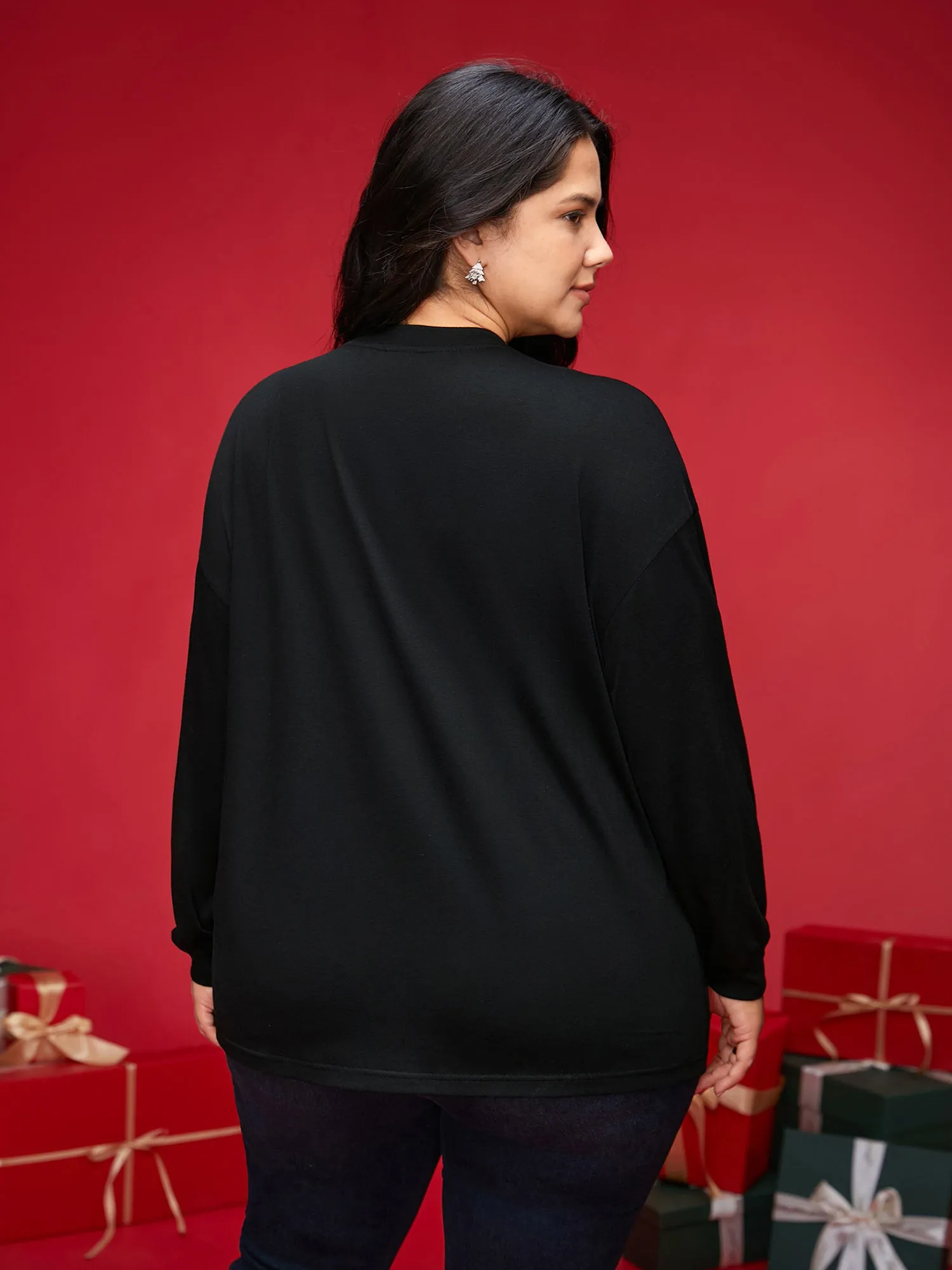 Rhinestone Embellished Shoulder Round Neck Tee sold by Bloomchic product image thumbnail 2