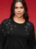 Rhinestone Embellished Shoulder Round Neck Tee sold by Bloomchic