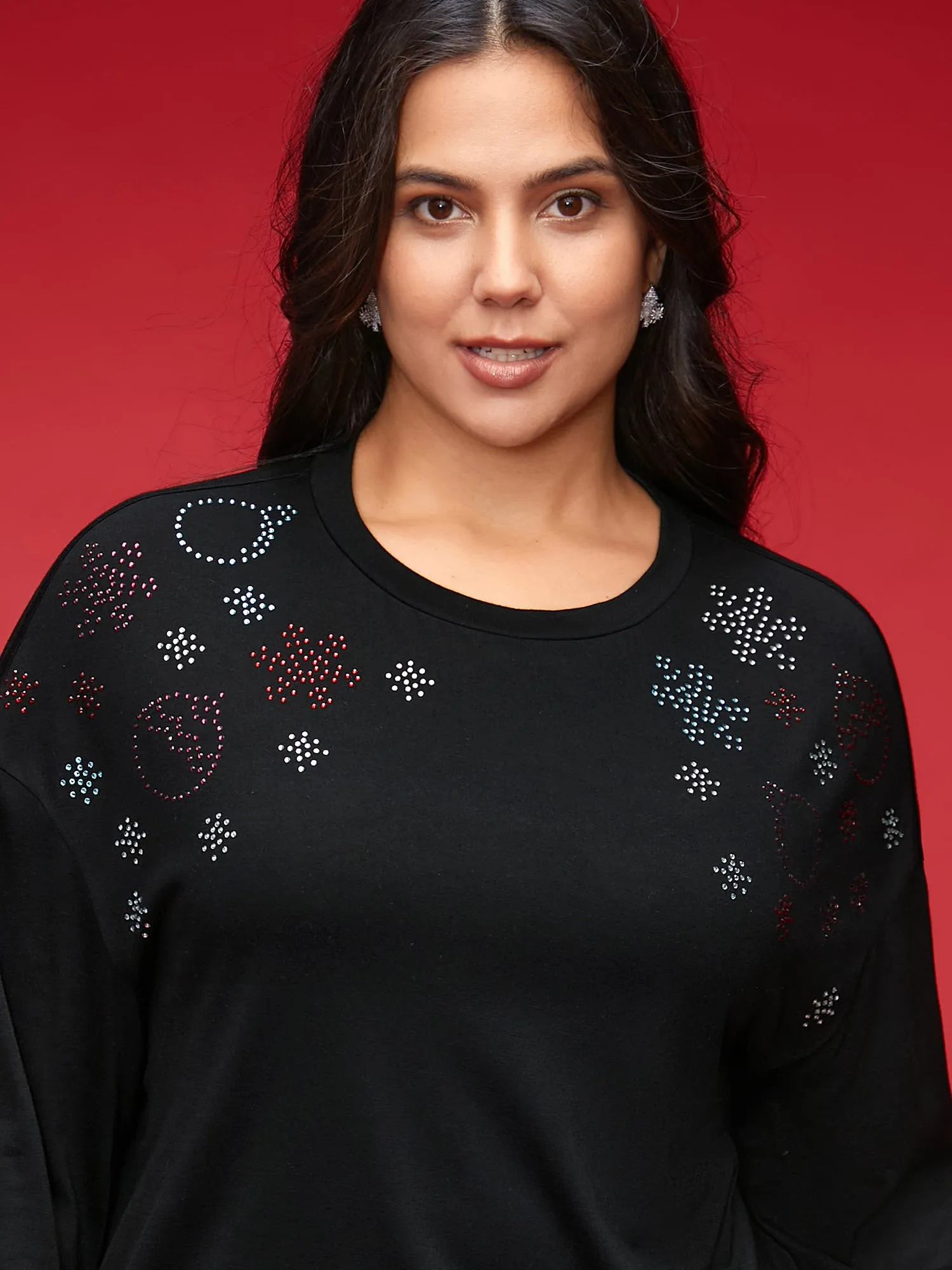 Rhinestone Embellished Shoulder Round Neck Tee sold by Bloomchic product image thumbnail 5