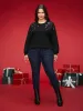 Rhinestone Embellished Shoulder Round Neck Tee sold by Bloomchic