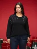 Rhinestone Embellished Shoulder Round Neck Tee sold by Bloomchic
