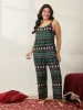 Cami Holiday Pattern Straight Leg Jumpsuit sold by Bloomchic