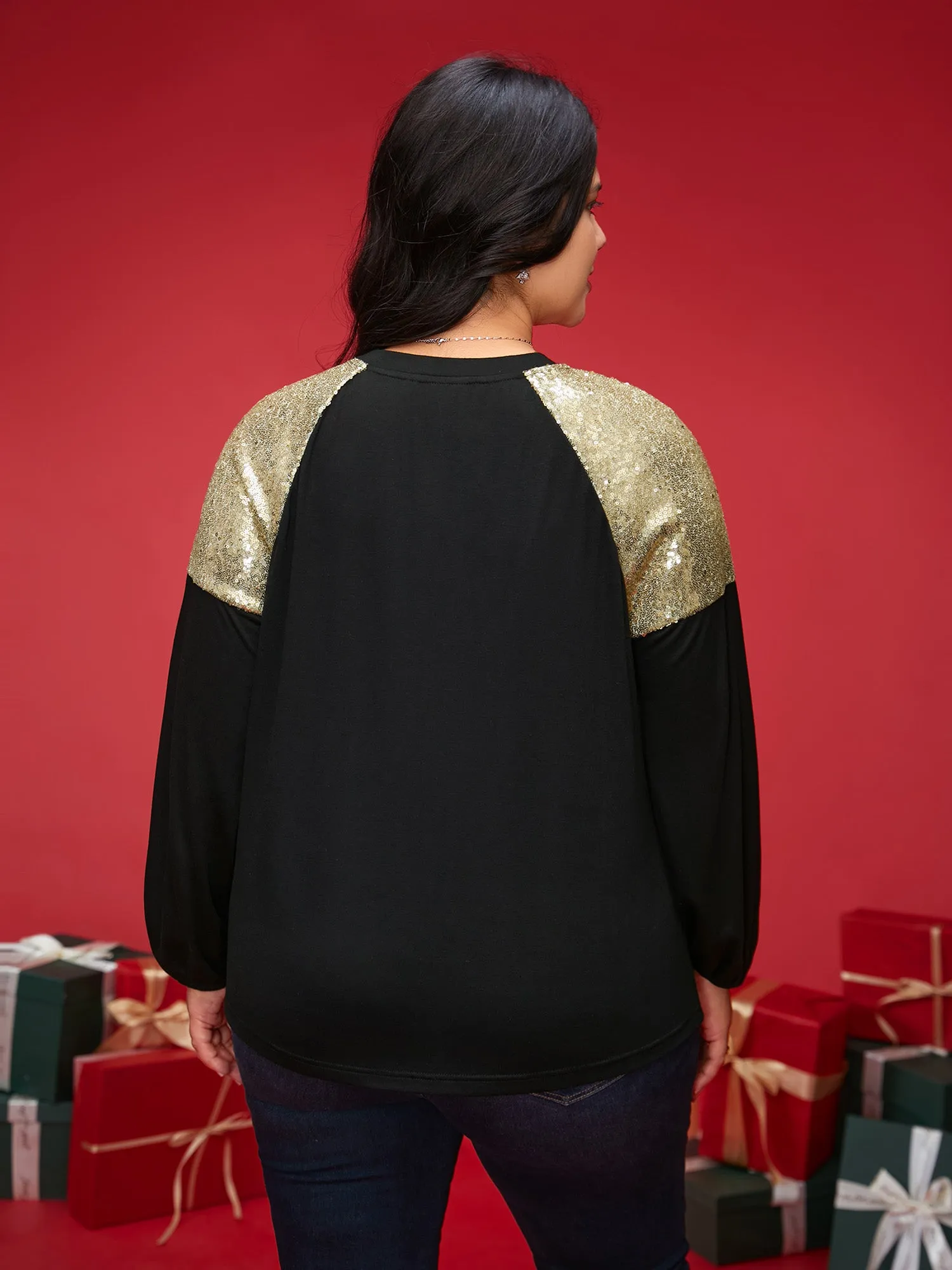 Shimmery Shoulder Raglan Sleeves Tee sold by Bloomchic product image thumbnail 2