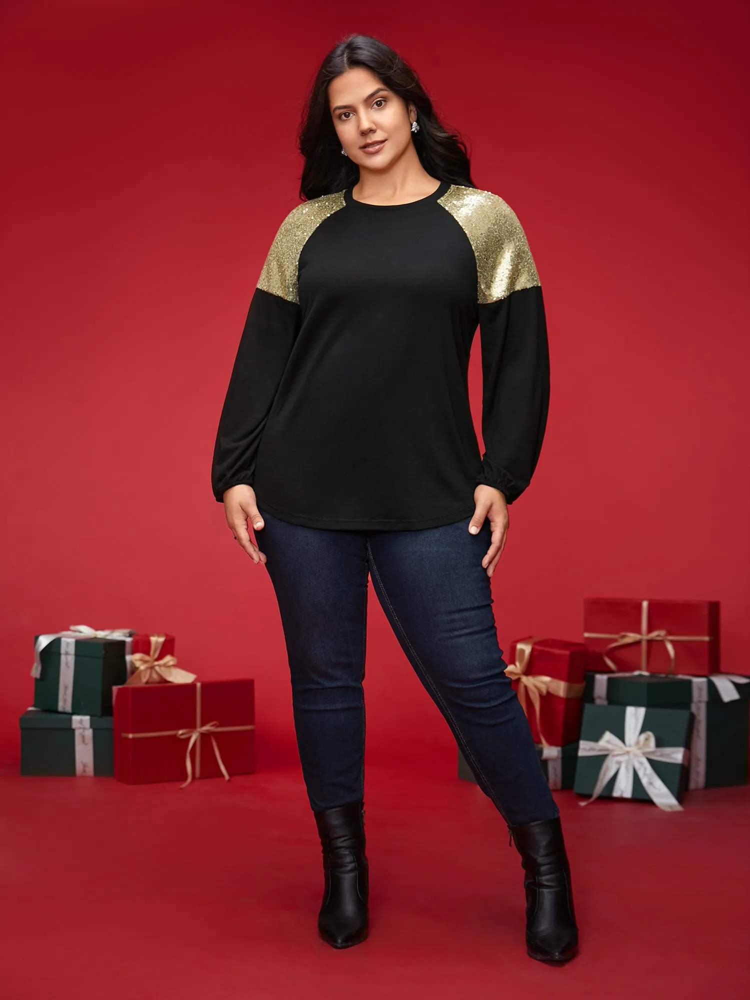 Shimmery Shoulder Raglan Sleeves Tee sold by Bloomchic product image thumbnail 3