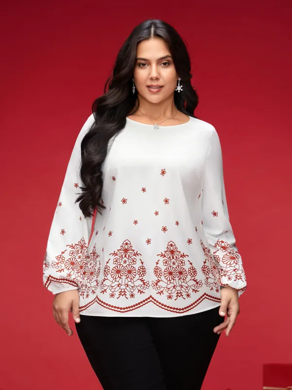 Floral Printed Back Pleated Straight Fit Blouse sold by Bloomchic