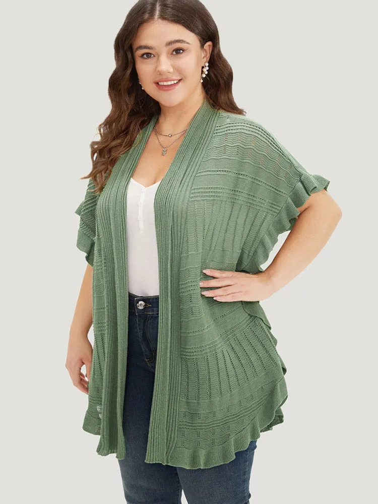 Anti-Pilling Plain Ruffles Split Hem Dolman Sleeve Cardigan sold by Bloomchic product image thumbnail 4