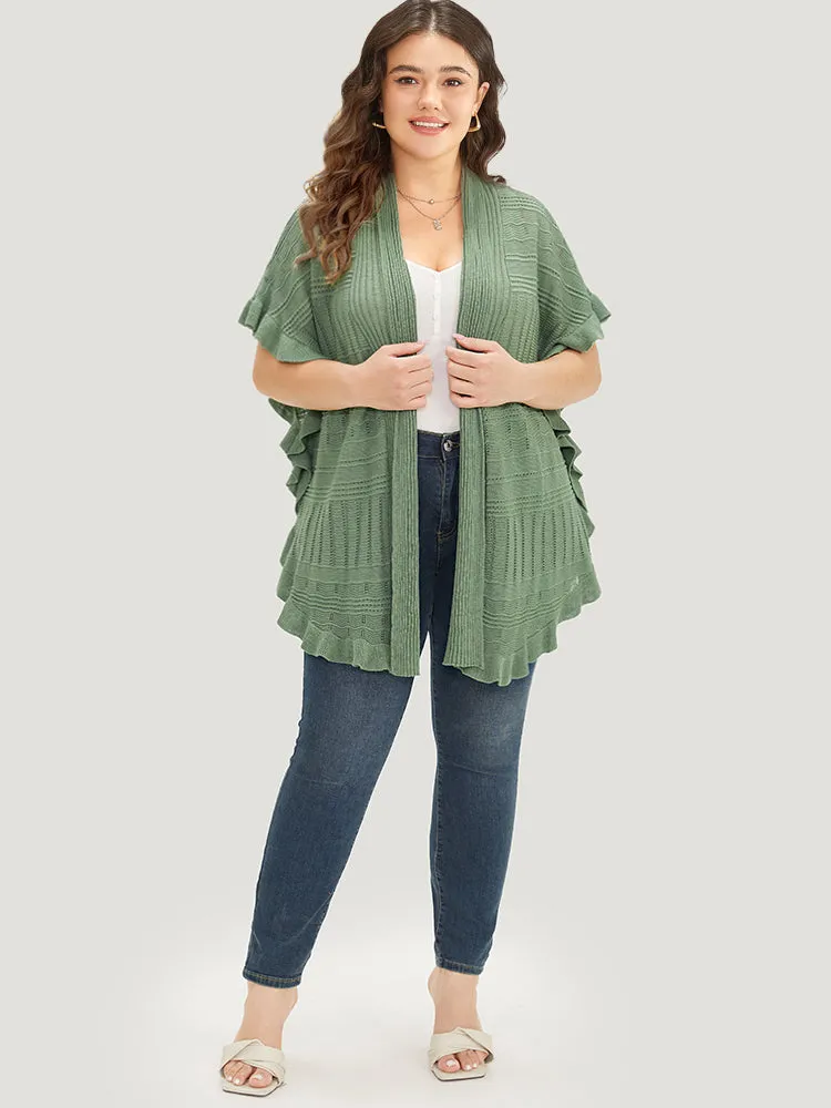Anti-Pilling Plain Ruffles Split Hem Dolman Sleeve Cardigan sold by Bloomchic product image thumbnail 5