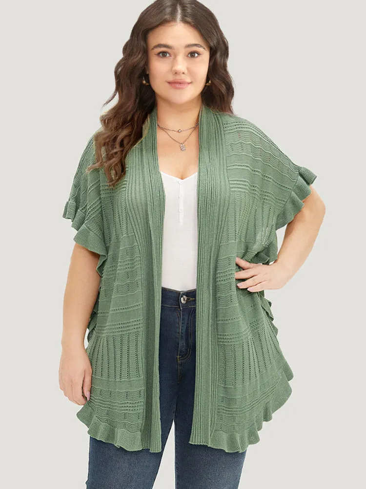 Anti-Pilling Plain Ruffles Split Hem Dolman Sleeve Cardigan sold by Bloomchic product image thumbnail 3