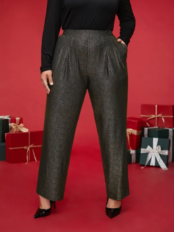 Sequin Knit Elastic Waist Holiday Pants sold by Bloomchic