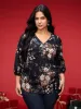 Half Zipper Front Floral Blouse sold by Bloomchic