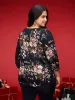 Half Zipper Front Floral Blouse sold by Bloomchic