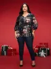 Half Zipper Front Floral Blouse sold by Bloomchic