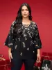 Gradient Floral Ruffle Sleeves Blouse sold by Bloomchic