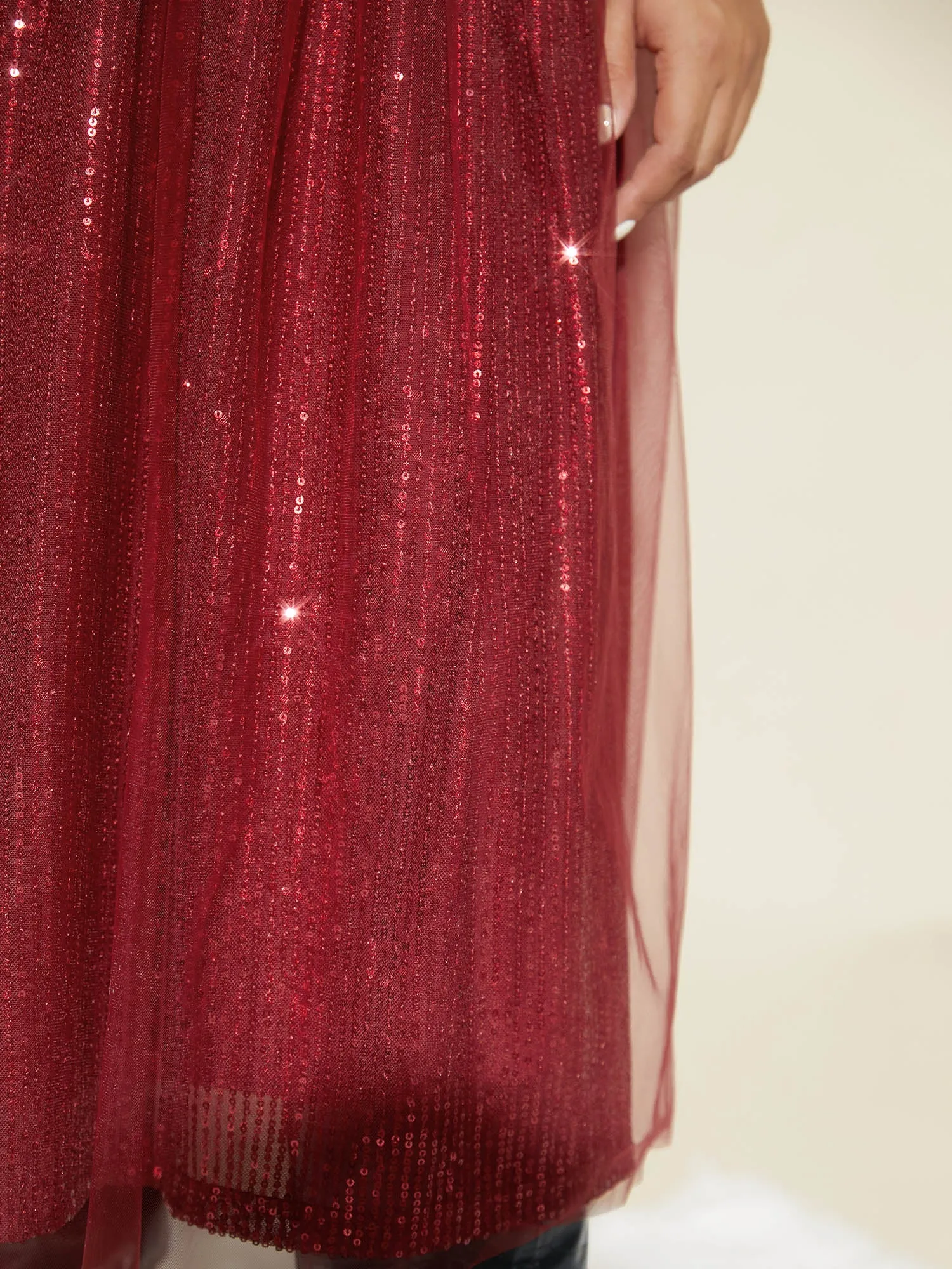 Sequin Mesh Elastic Waist Midi Skirt sold by Bloomchic product image thumbnail 5