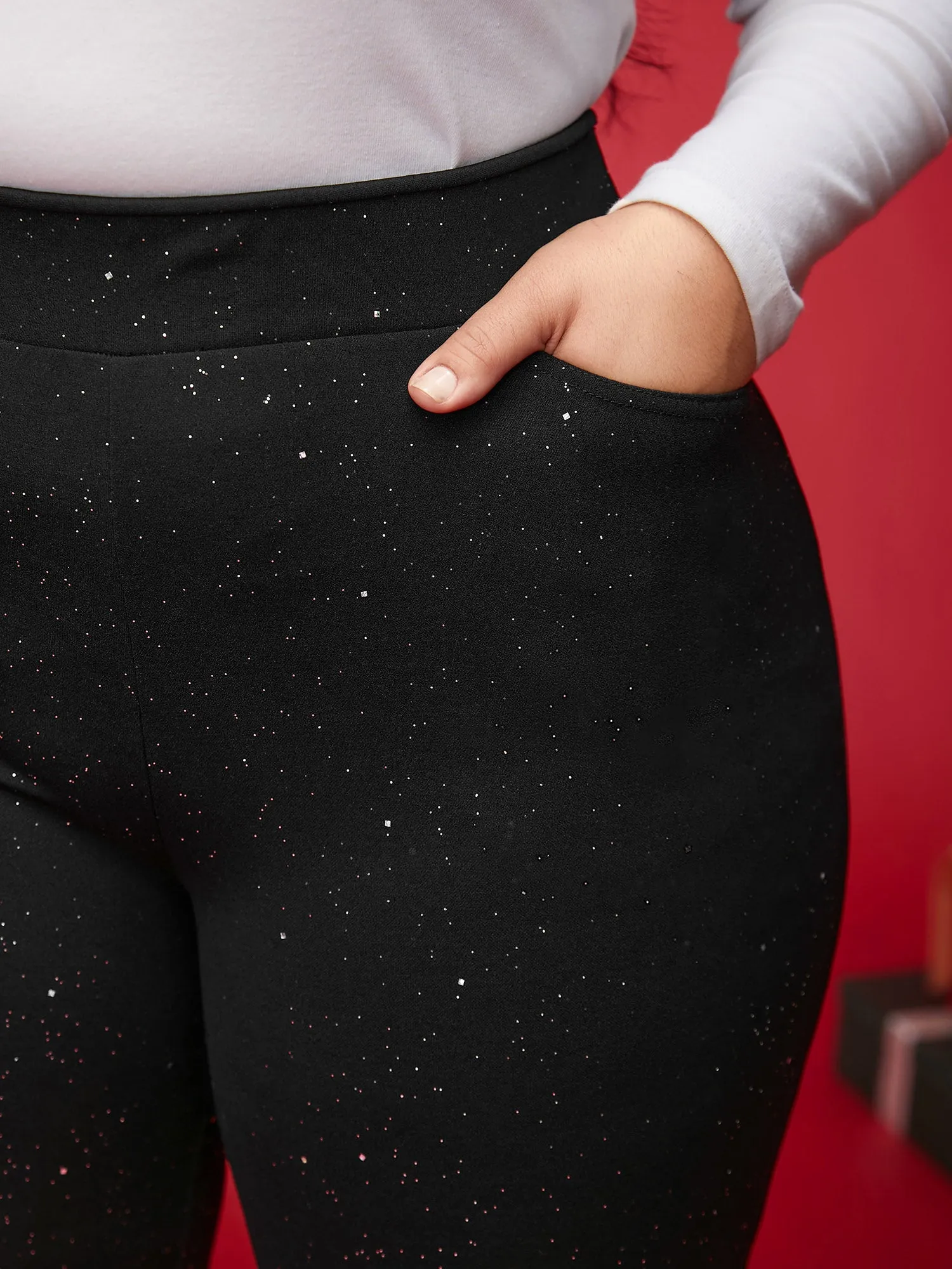 Sparkle Details Mid Rise Flared Pants sold by Bloomchic product image thumbnail 4