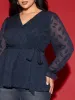 Burn-out Fabric Surplice Neckline Shirt sold by Bloomchic