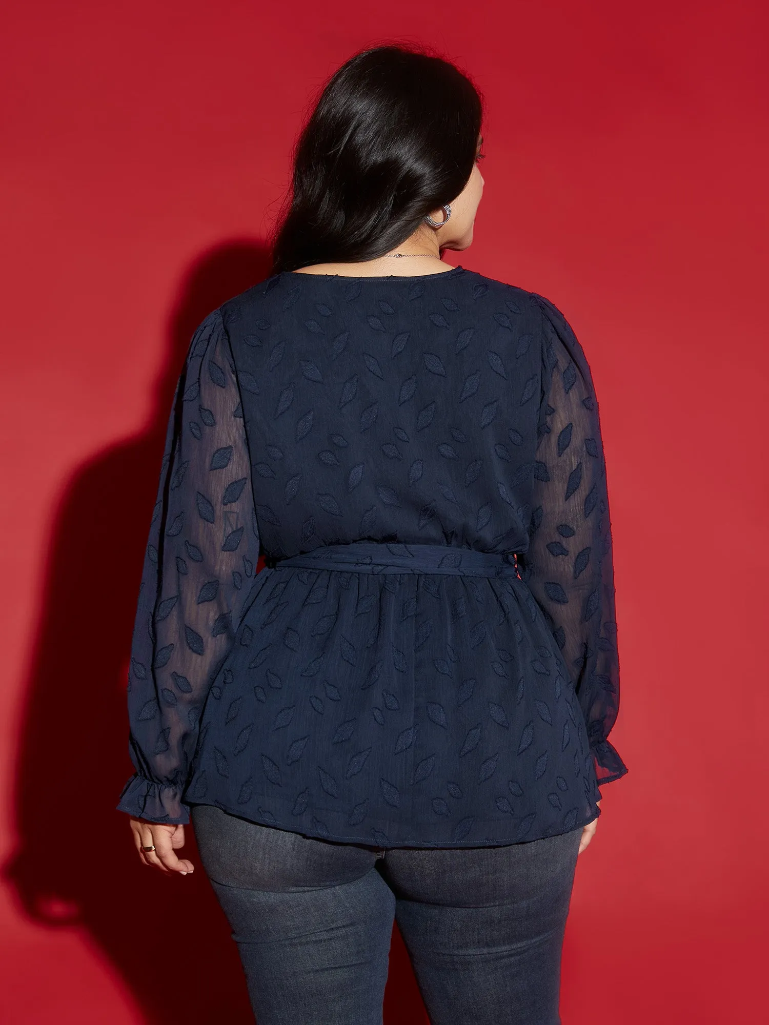 Burn-out Fabric Surplice Neckline Shirt sold by Bloomchic product image thumbnail 4