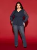Burn-out Fabric Surplice Neckline Shirt sold by Bloomchic
