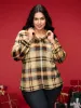 Fuzzy Pullover Plaid Hoodie sold by Bloomchic