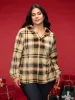 Fuzzy Pullover Plaid Hoodie sold by Bloomchic