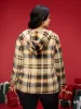 Fuzzy Pullover Plaid Hoodie sold by Bloomchic