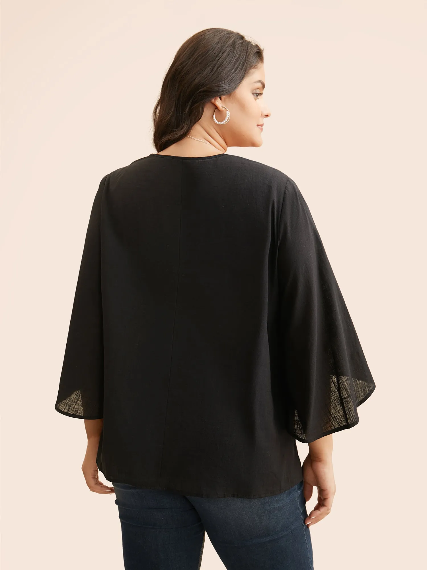 Embroidered V-neck Ruffle Sleeve Blouse sold by Bloomchic product image thumbnail 5