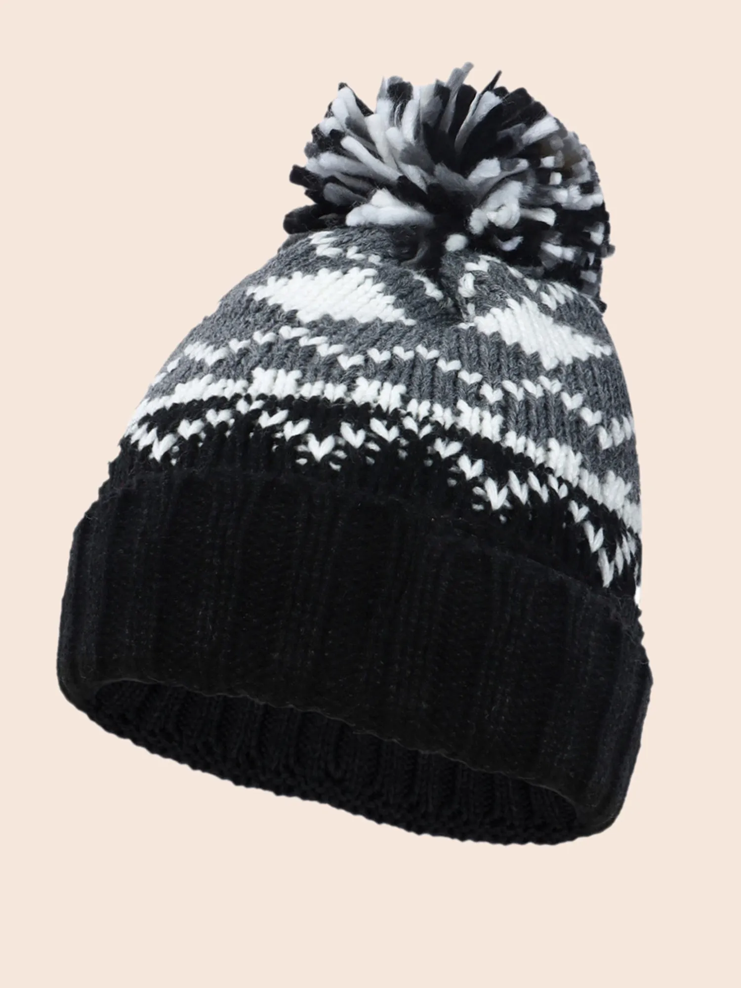 Geometric Jacquard Fluffy Ball Hat sold by Bloomchic product image thumbnail 5