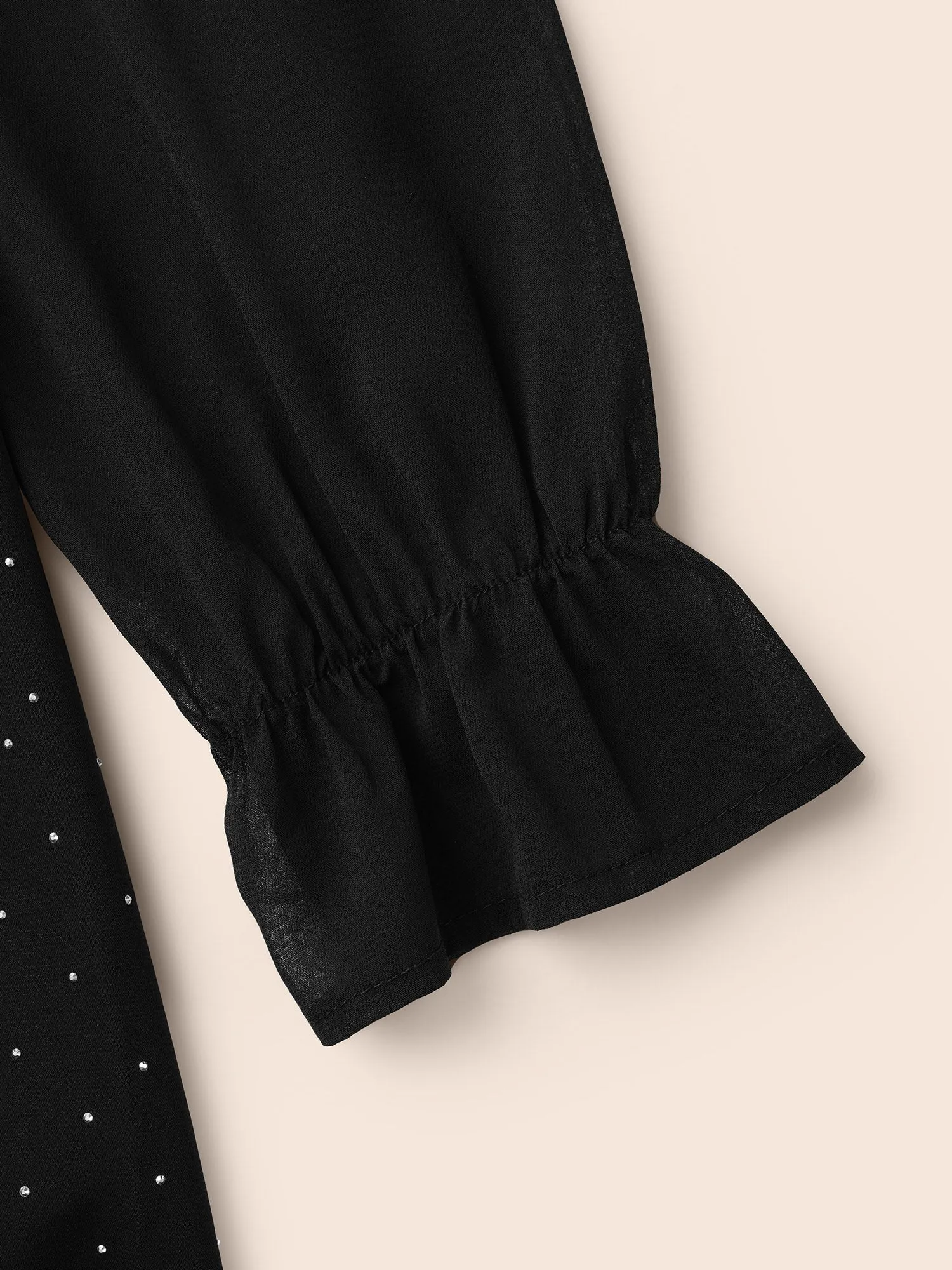 V Neck Rhinestone Patchwork Ruffles Dress sold by Bloomchic product image thumbnail 5