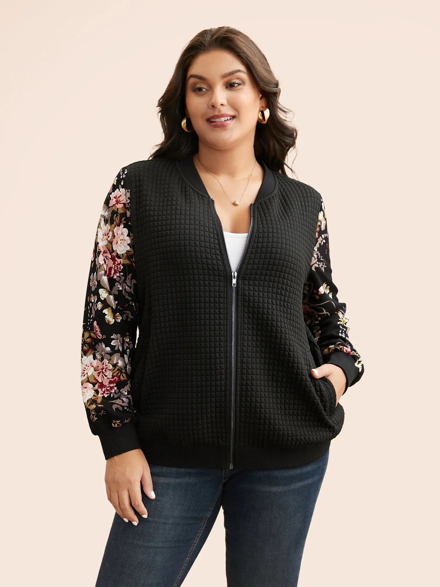 Natural Flowers Patchwork Texture Jacket sold by Bloomchic product image thumbnail 4