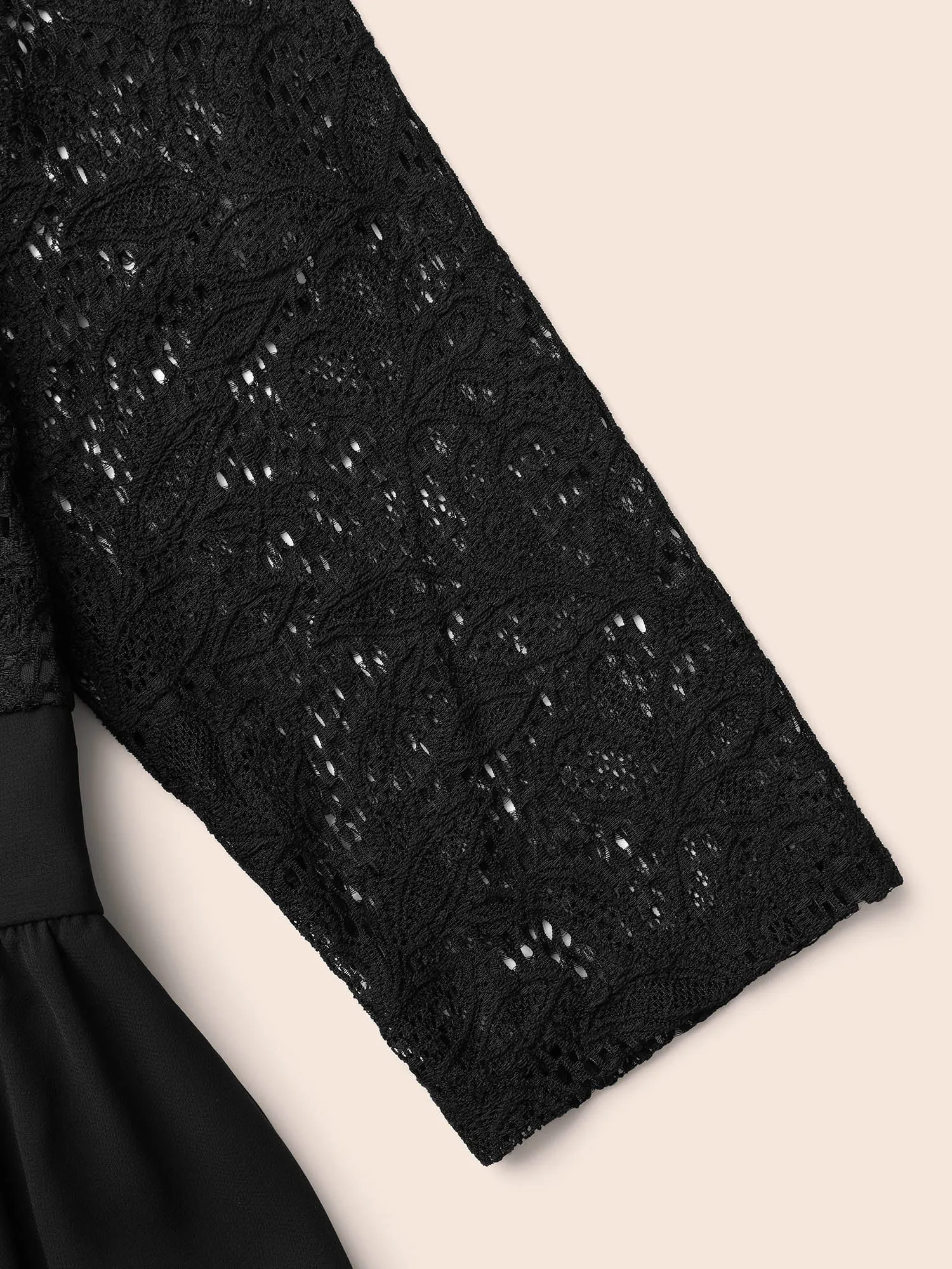 Lace Patchwork Shirred Midi Pocket Dress sold by Bloomchic product image thumbnail 5