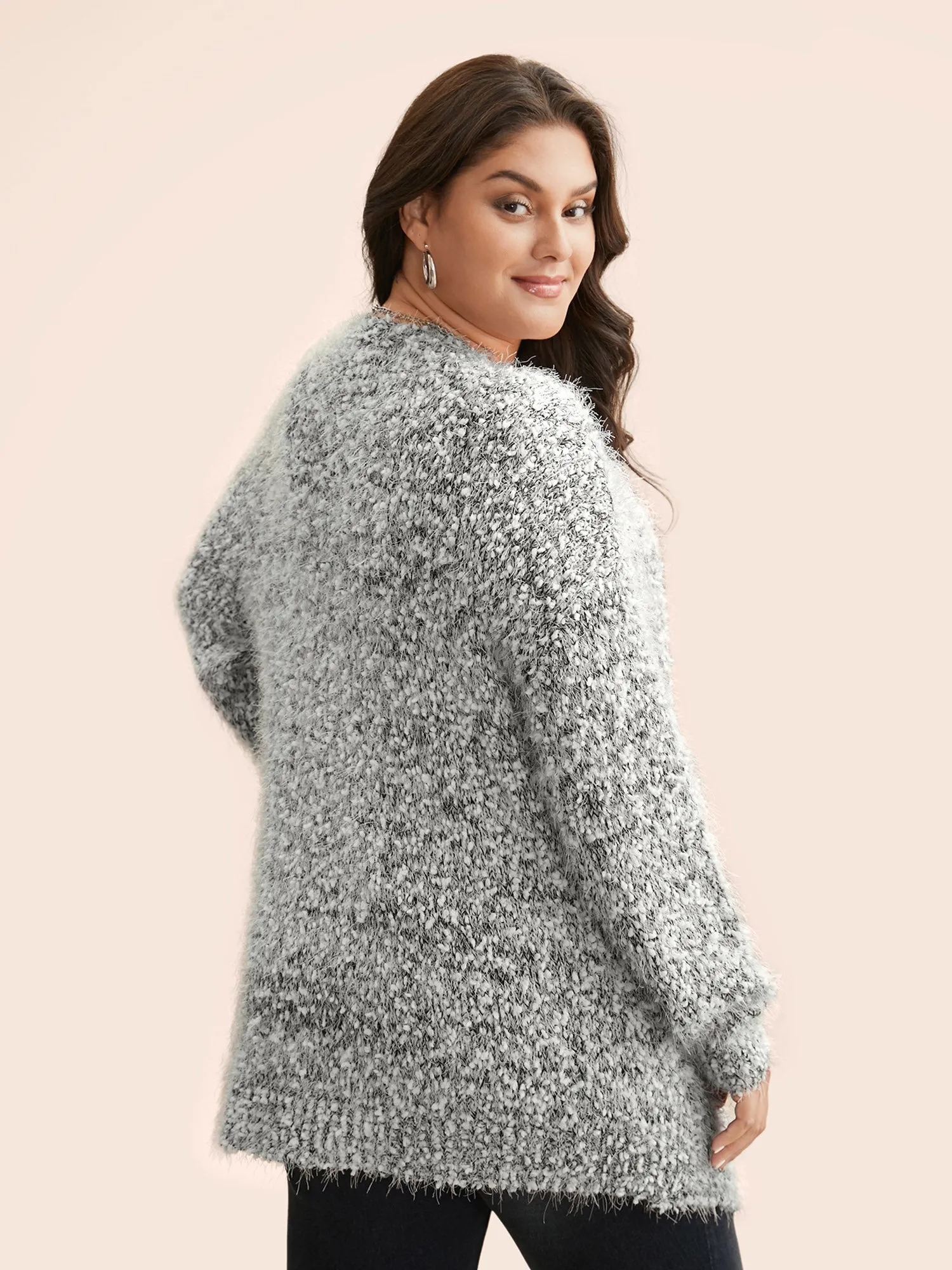 Texture Fluffy Open Front Cardigan sold by Bloomchic product image thumbnail 2