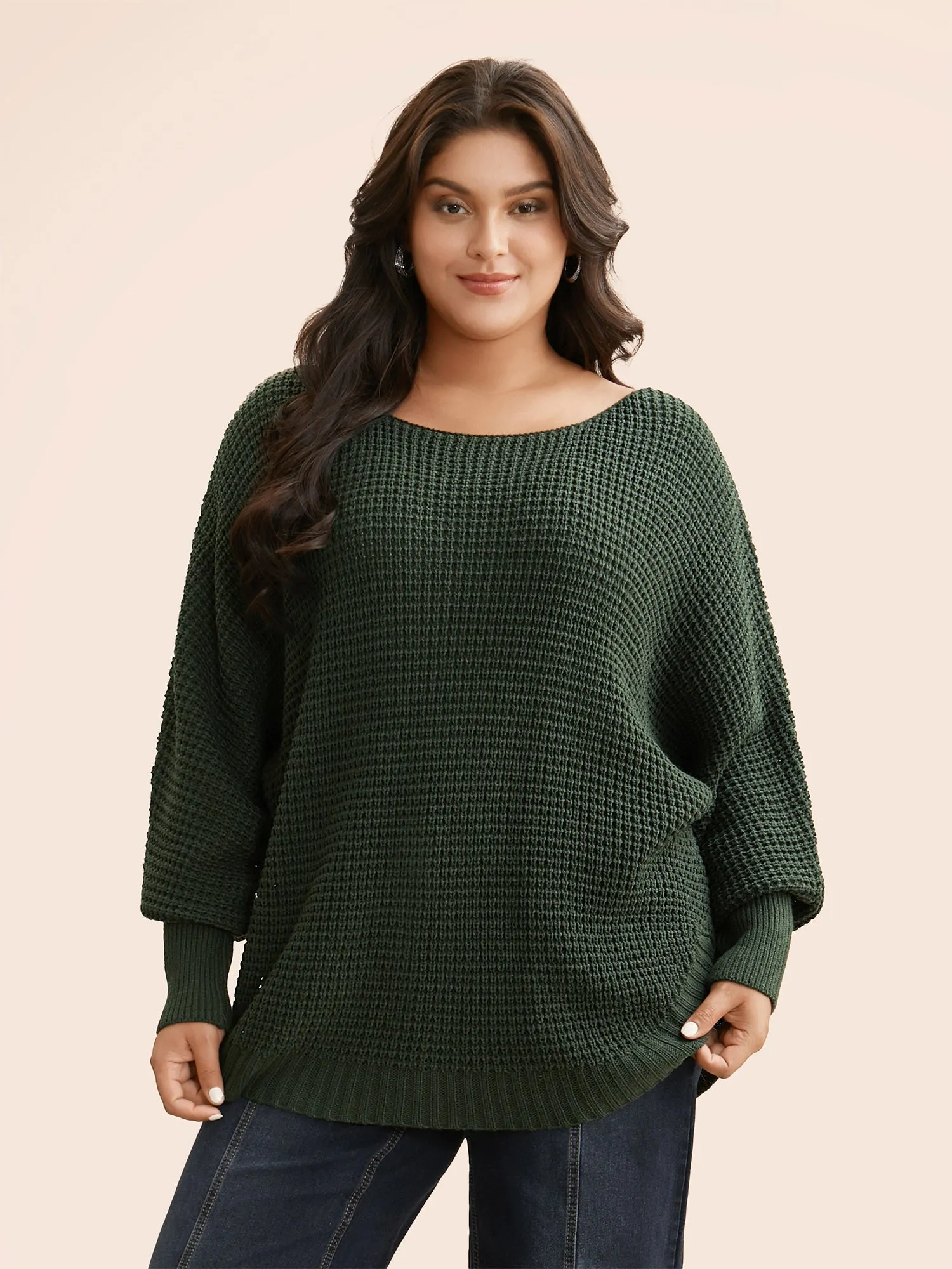 Texture Boat Neck Dolman Sleeve Pullover sold by Bloomchic