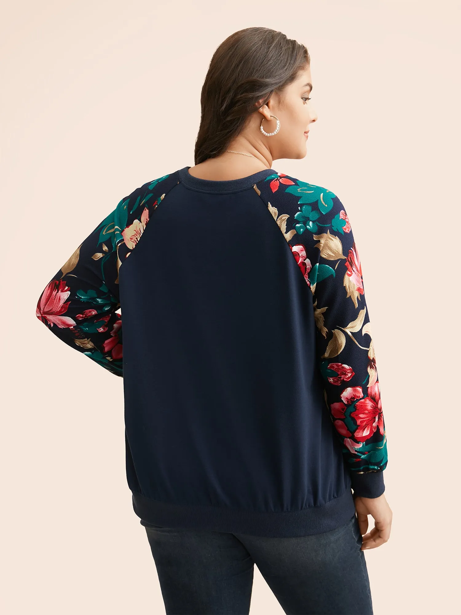 Floral Patchwork Raglan Sleeve Sweatshirt sold by Bloomchic product image thumbnail 4