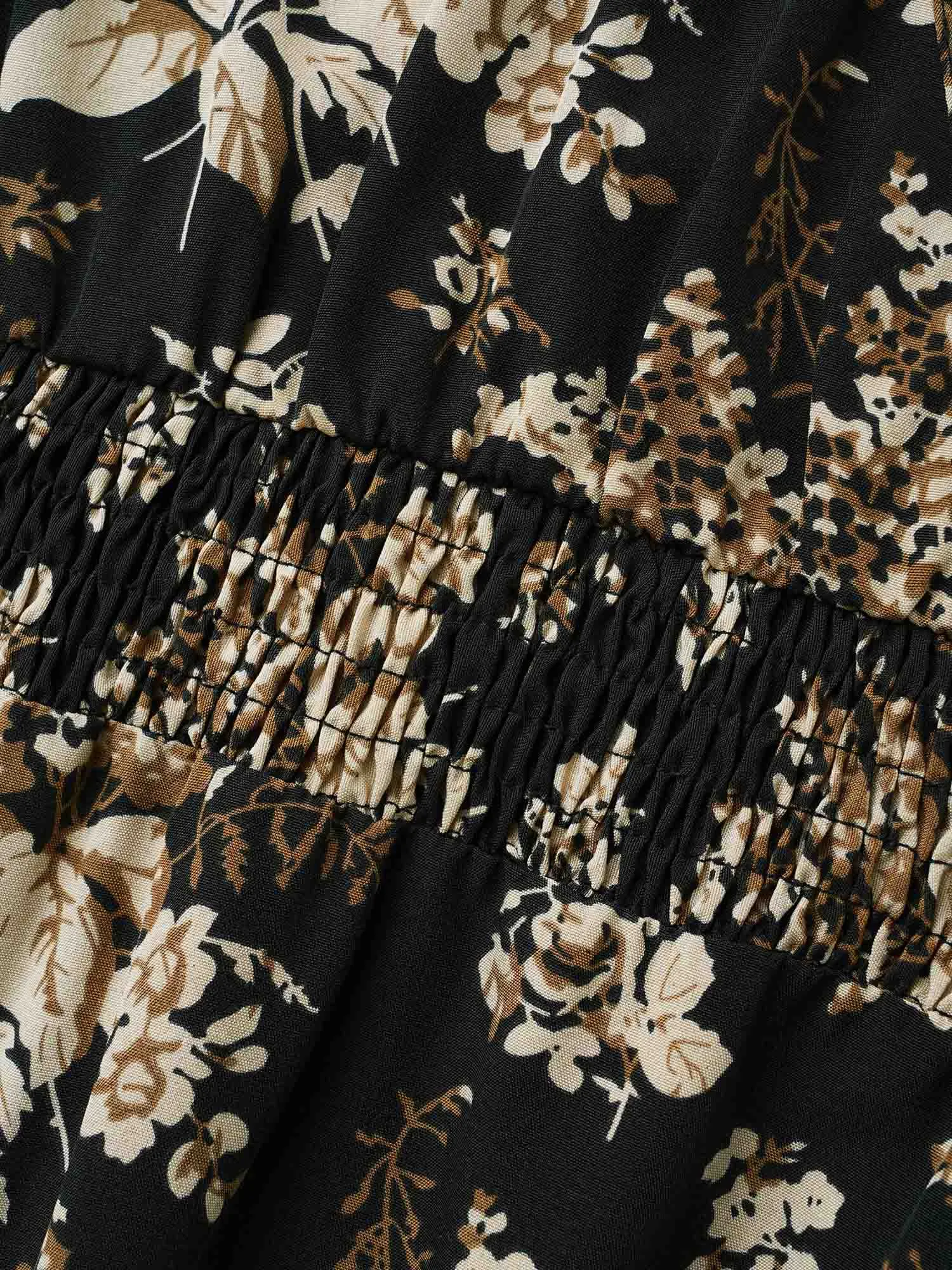 Floral Overlap Collar Shirred Midi Dress sold by Bloomchic product image thumbnail 5