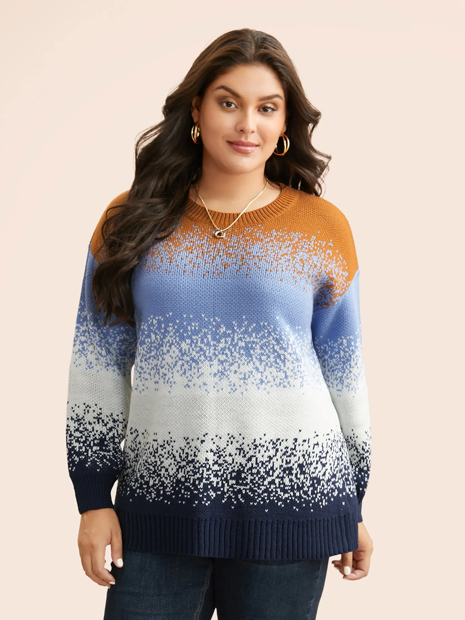 Gradient Dyeing Contrast Drop Shoulder Pullover sold by Bloomchic product image thumbnail 3