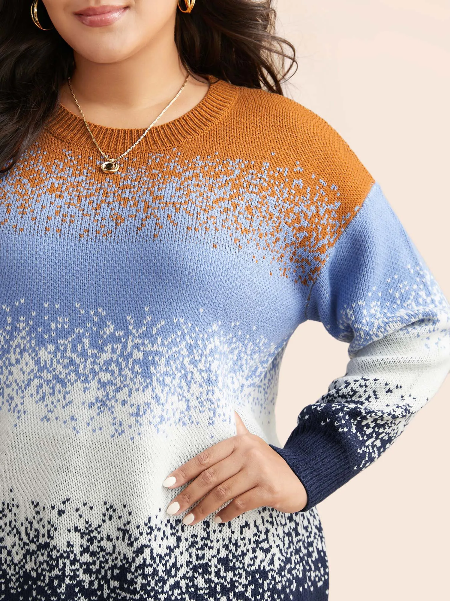 Gradient Dyeing Contrast Drop Shoulder Pullover sold by Bloomchic product image thumbnail 5