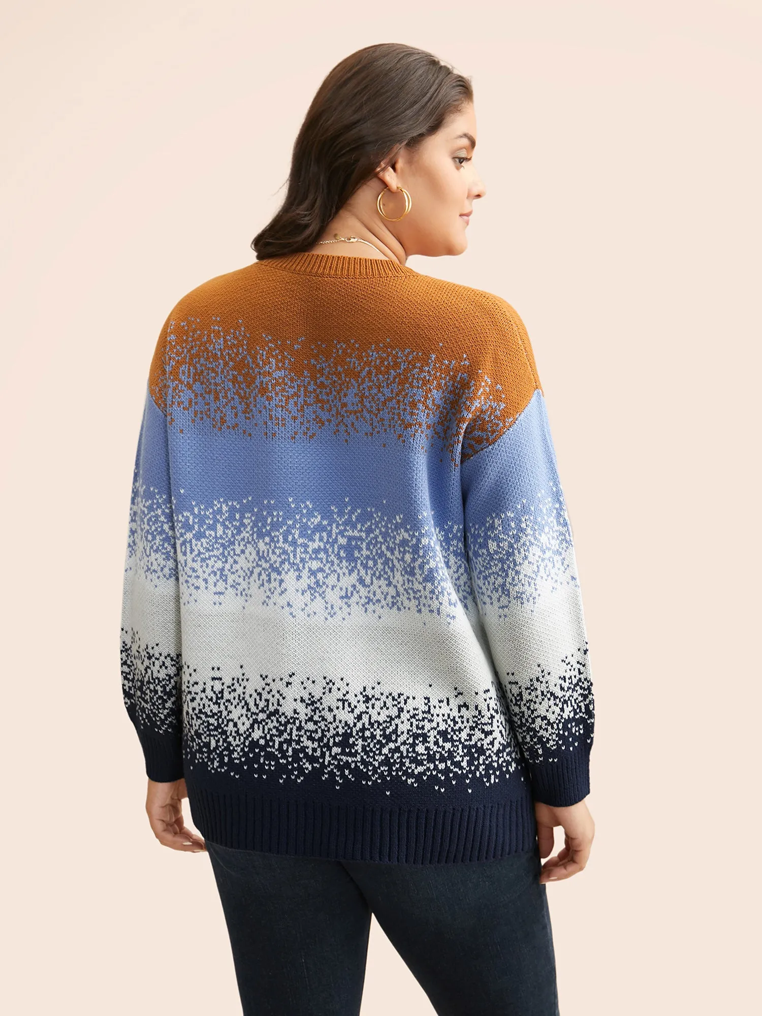 Gradient Dyeing Contrast Drop Shoulder Pullover sold by Bloomchic product image thumbnail 2