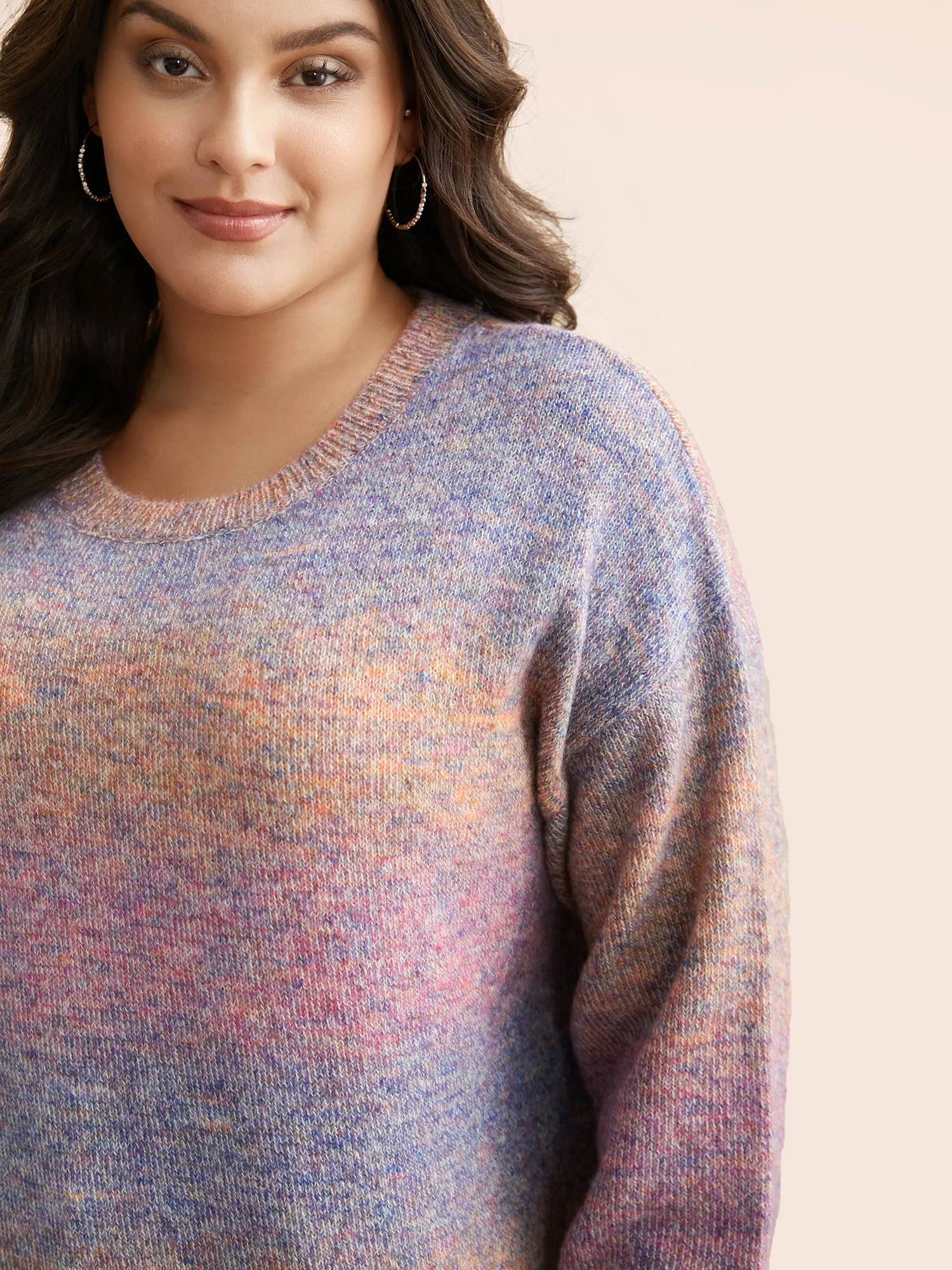 Gradient Dyeing Round Neck Slit Hem Pullover sold by Bloomchic product image thumbnail 5