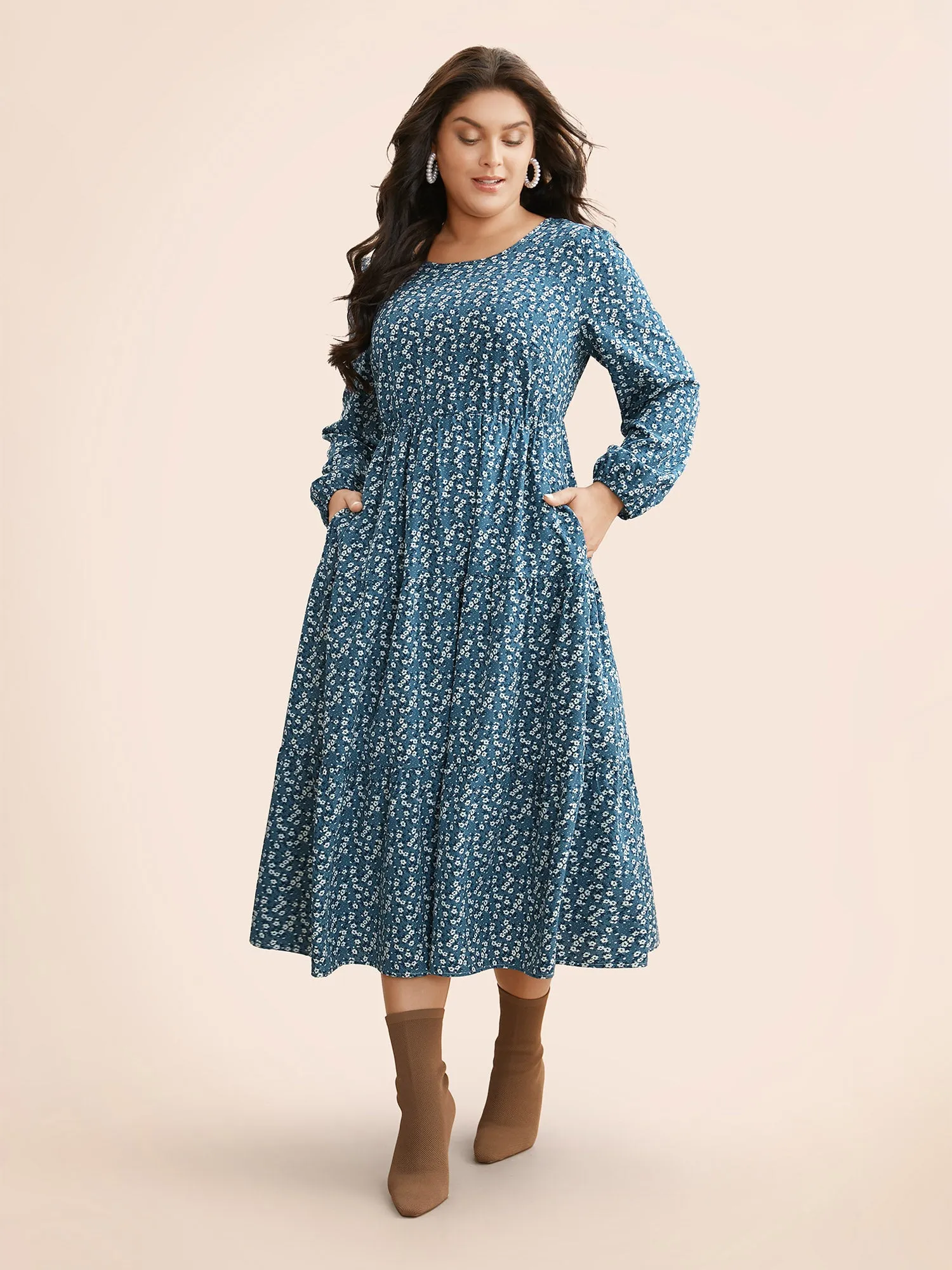 Ditsy Floral Ruffle Layered Hem Dress sold by Bloomchic product image thumbnail 4