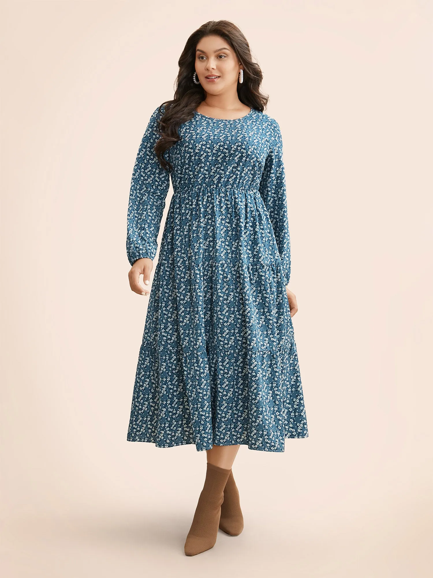 Ditsy Floral Ruffle Layered Hem Dress sold by Bloomchic product image thumbnail 3