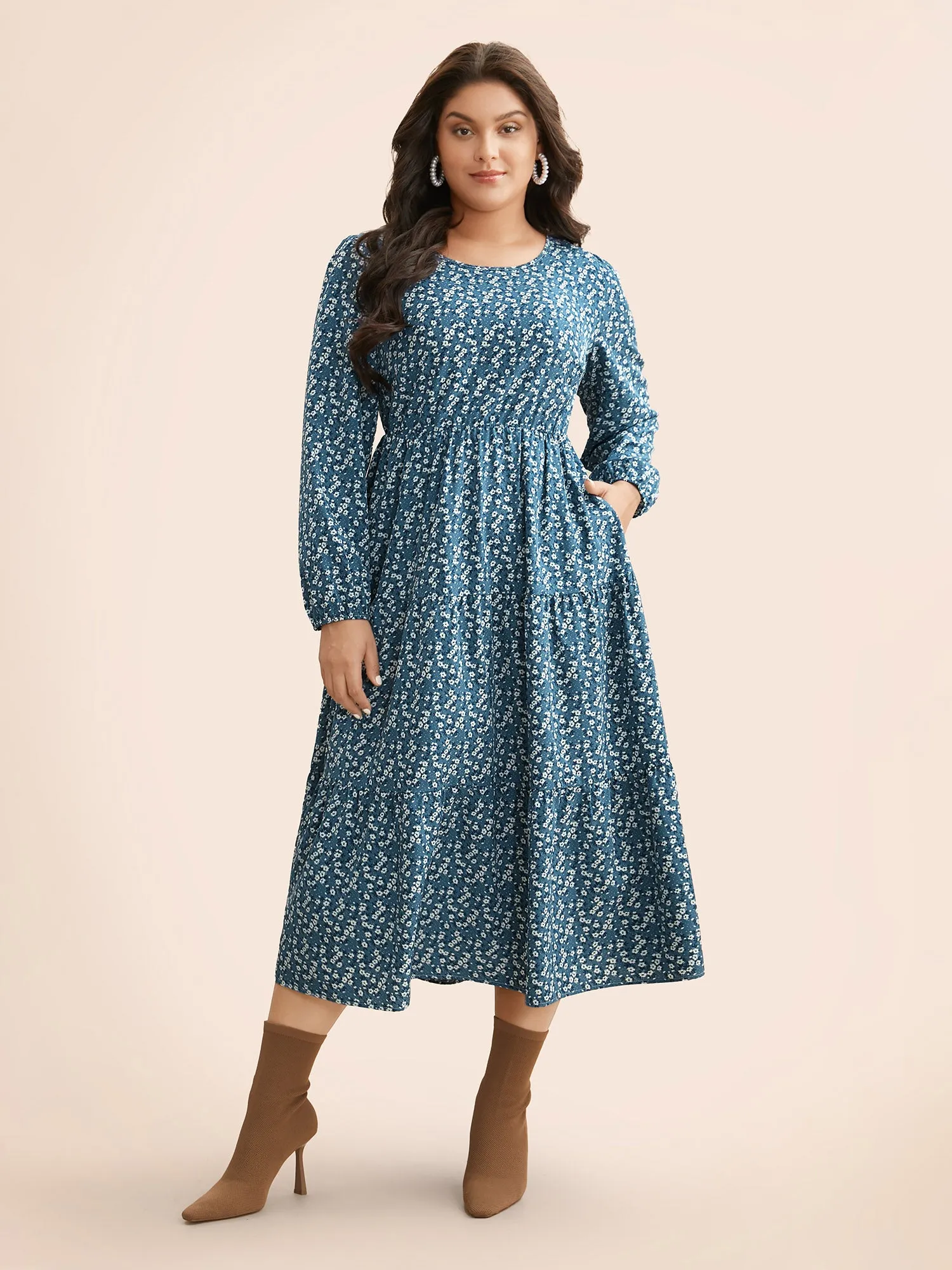 Ditsy Floral Ruffle Layered Hem Dress sold by Bloomchic