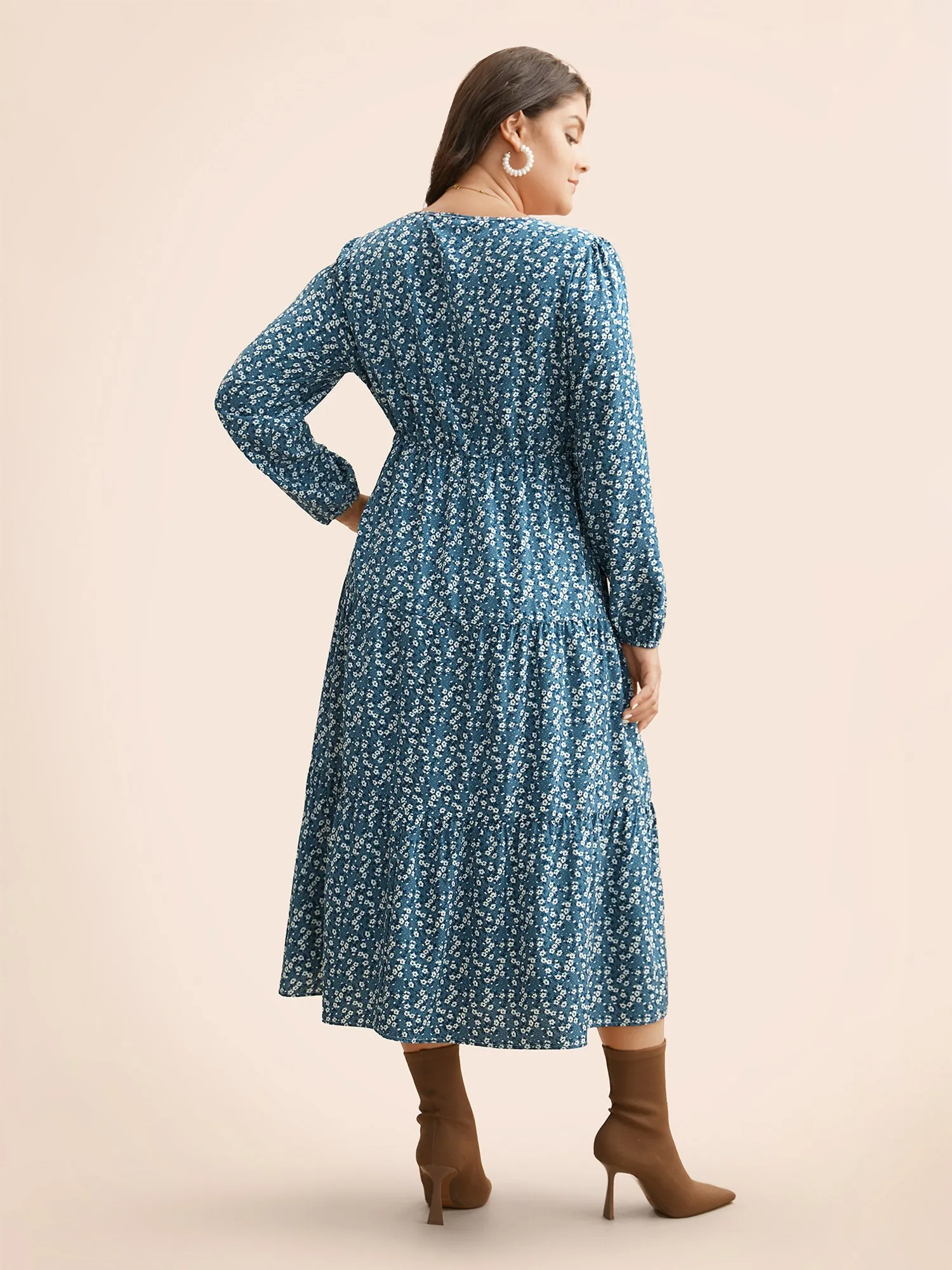 Ditsy Floral Ruffle Layered Hem Dress sold by Bloomchic product image thumbnail 5