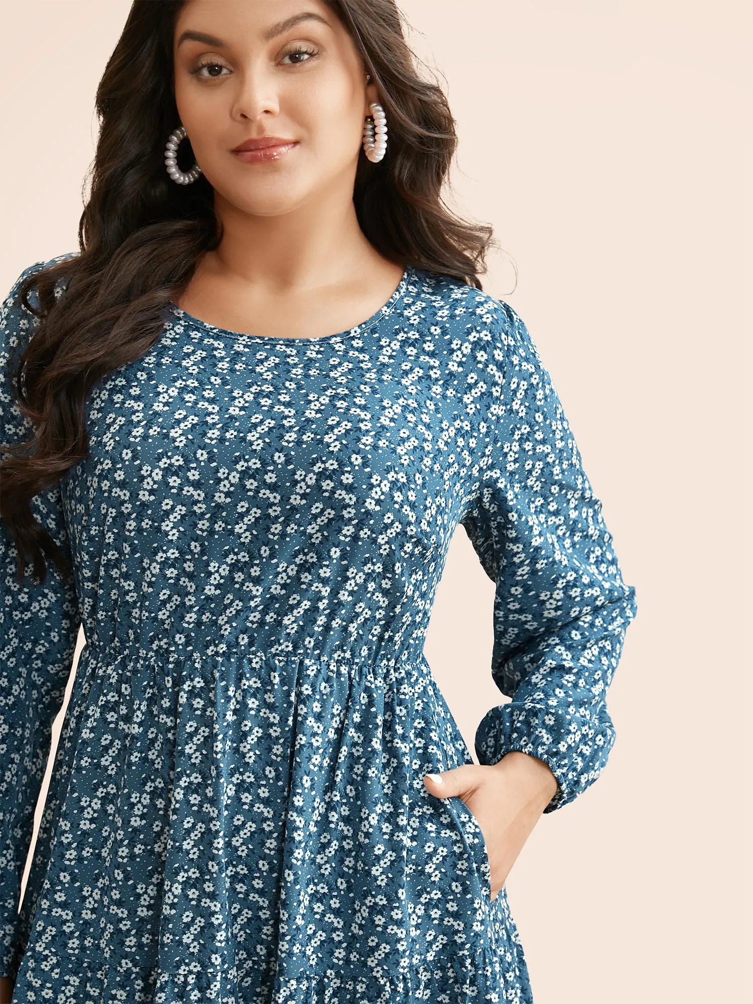 Ditsy Floral Ruffle Layered Hem Dress sold by Bloomchic product image thumbnail 2