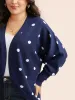 Polka Dot Curved Hem Dolman Sleeve Cardigan sold by Bloomchic