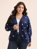 Polka Dot Curved Hem Dolman Sleeve Cardigan sold by Bloomchic
