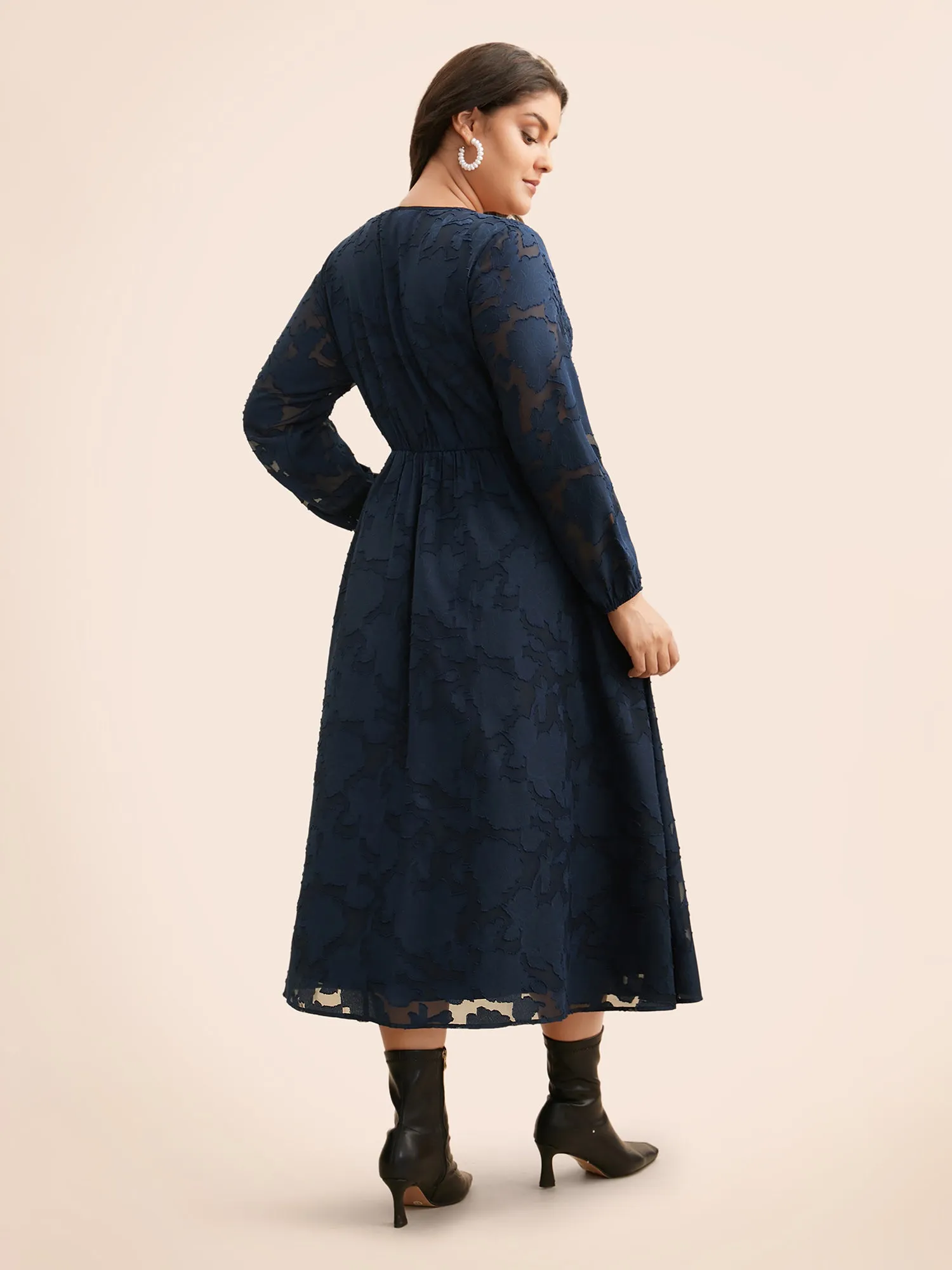 Solid Textured Shirred Elastic Waist Dress sold by Bloomchic product image thumbnail 4